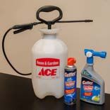 Figure 35. Pump-up sprayer and yard sprays for treating vegetation around the home.