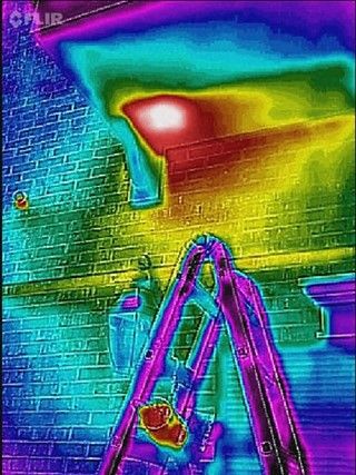 Figure 12. Locating a colony inside a structure using a thermal imaging camera.