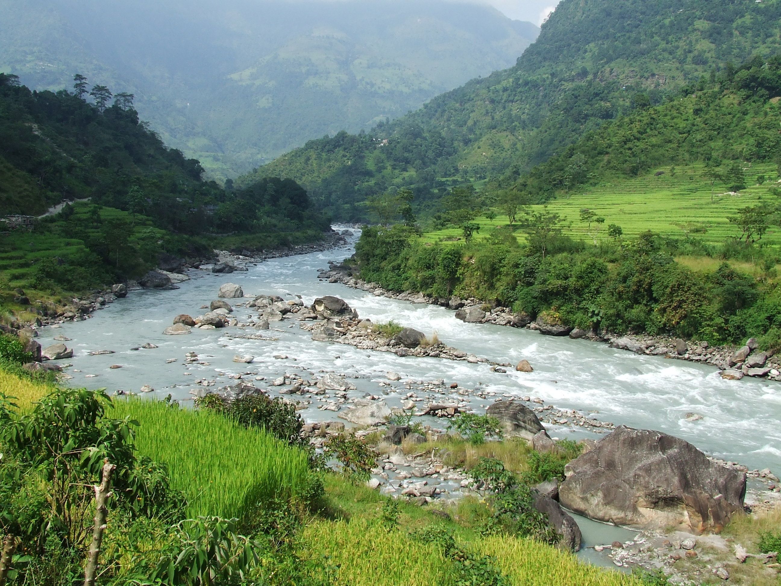 Mountain valley in the Himalayan region.