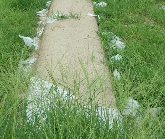 Figure 5. Breakdown of plastic film caused by prolonged sun exposure.