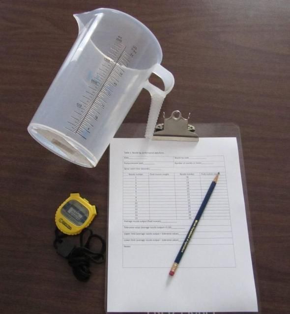Figure 2. Simple items needed for performing a nozzle performance test.