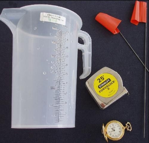 Figure 3. Basic tools for sprayer calibration.