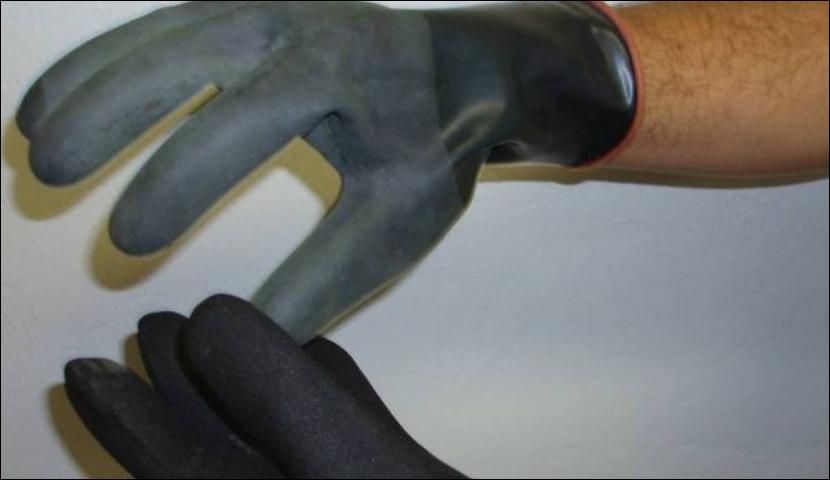 Figure 13. Neoprene rubber glove in two styles-the upper has a textured-surface for better griping.