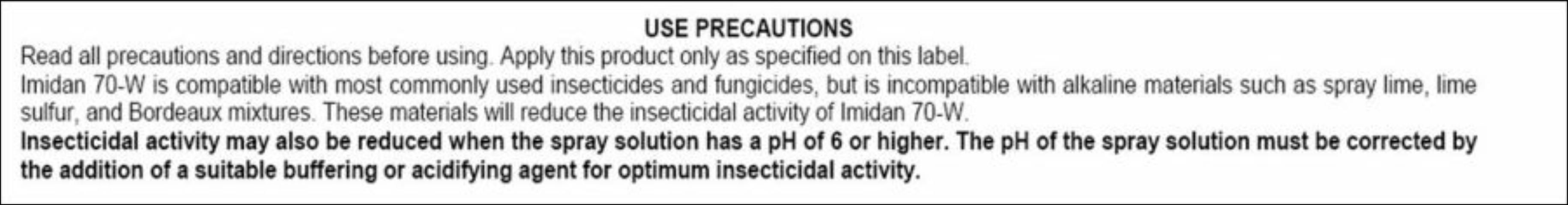 Figure 1. Label precautionary statement regarding solution pH concerns.
