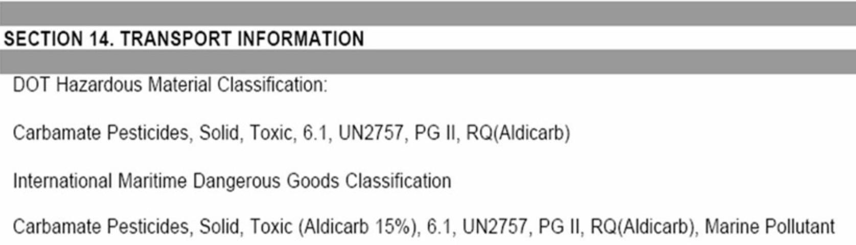 Figure 2. Example of hazardous material identification on the SDS.