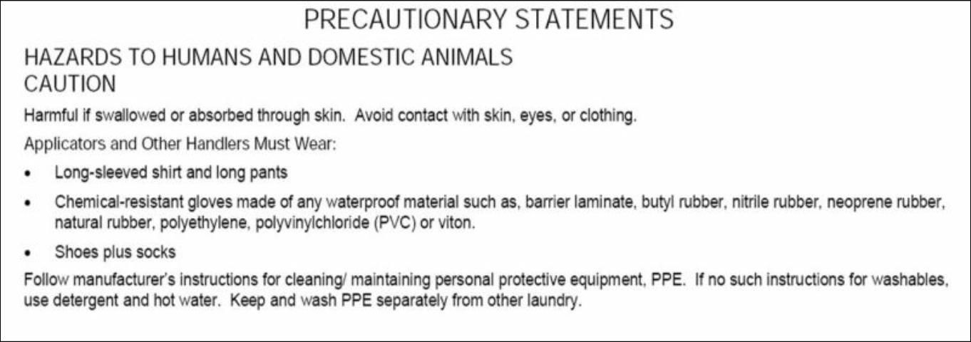 Figure 1. Typical PPE required for handlers to wear according to label directions.
