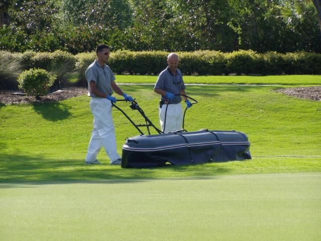 Figure 16. Shielded sprayer application to a golf course green.