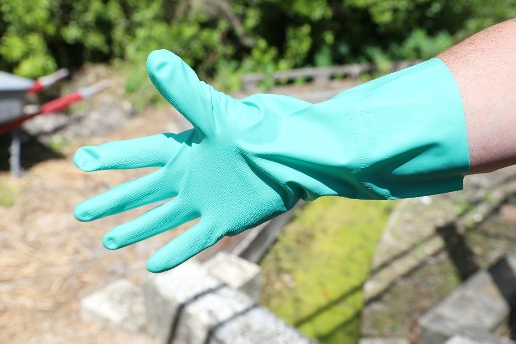 Nitrile rubber gloves.