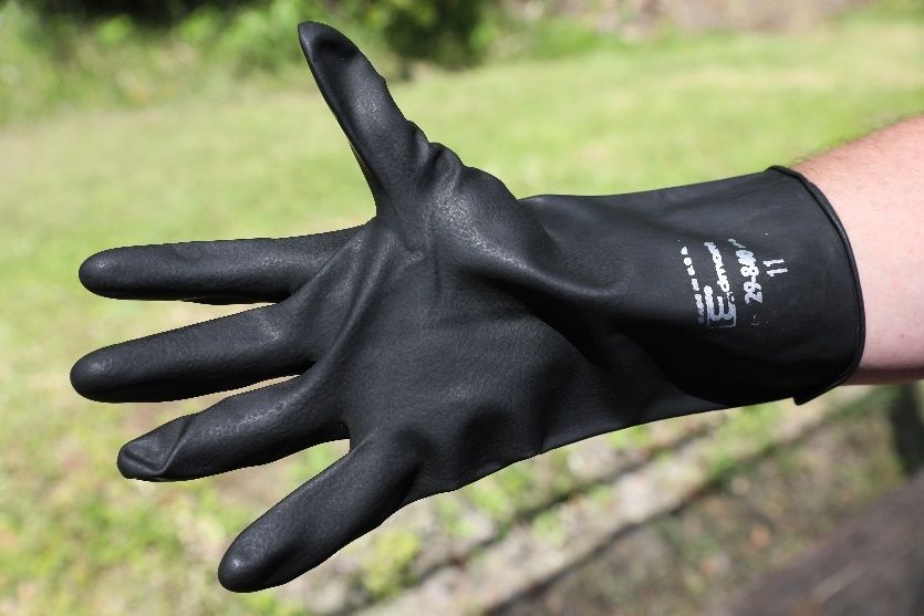 Natural rubber gloves.