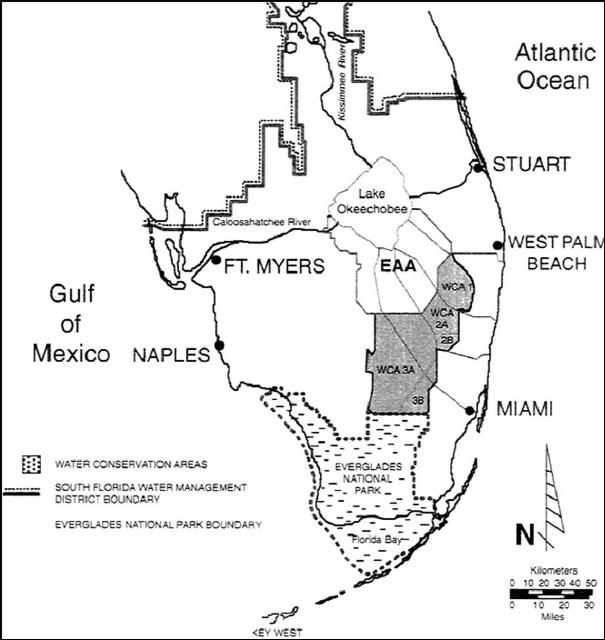 Figure 1. Map of the Everglades Region, including the Everglades Agricultural Area.