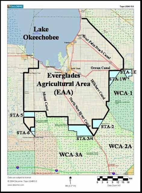 Figure 1. Map of the Everglades Agricultural Area (EAA) and surrounding Everglades Protection Area. Note: STA=Stormwater Treatment Area; WCA=Water Conservation Area.