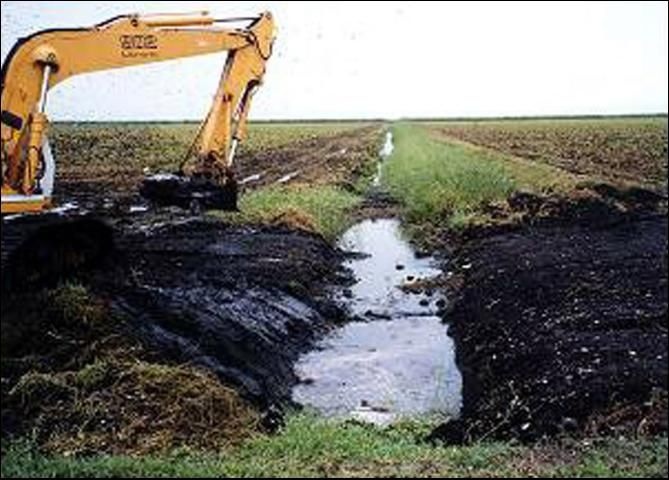 Figure 6. Removal of soil and sediment buildup in field ditches.