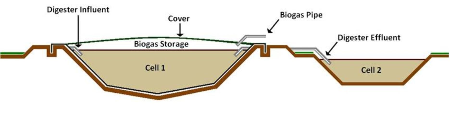 Figure 1. Schematic of a covered anaerobic lagoon digester.