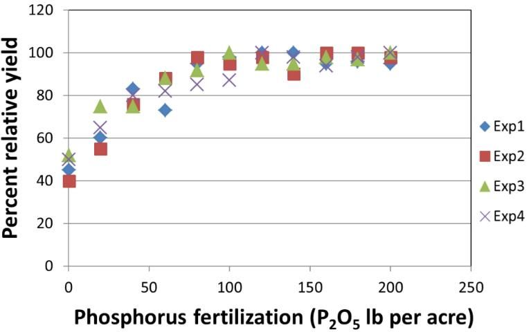 Figure 4. Crop response to P fertilization on a medium-testing soil