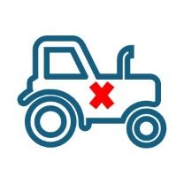 Tractor icon with an X over it.