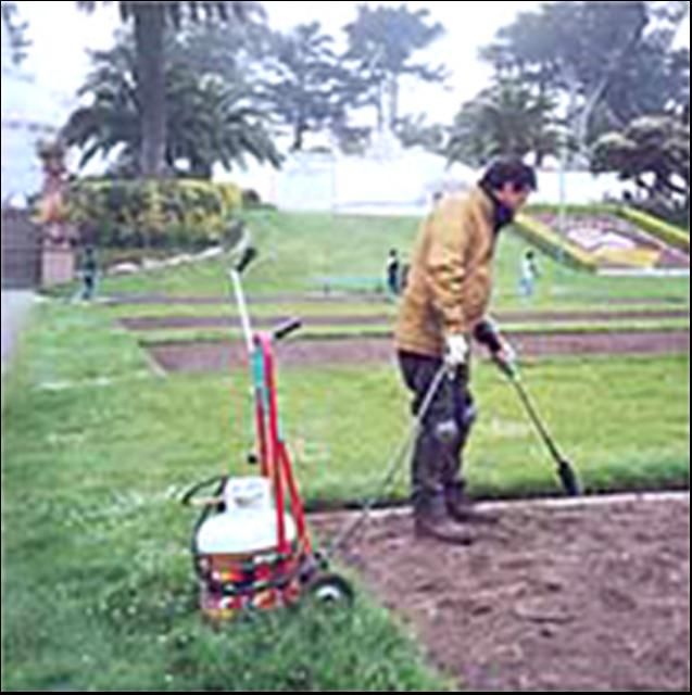 Figure 3. City gardeners use flamers to control weeds, rather than toxic chemicals.