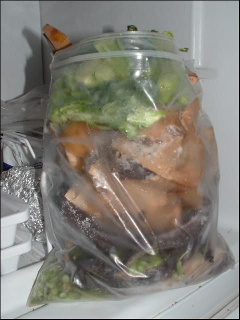 Figure 3. A re-sealable freezer bag provides temporary storage for organic wastes.
