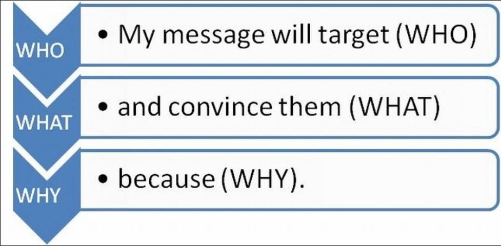 Figure 1. My message will target (WHO), and convince them that (WHAT) because (WHY).