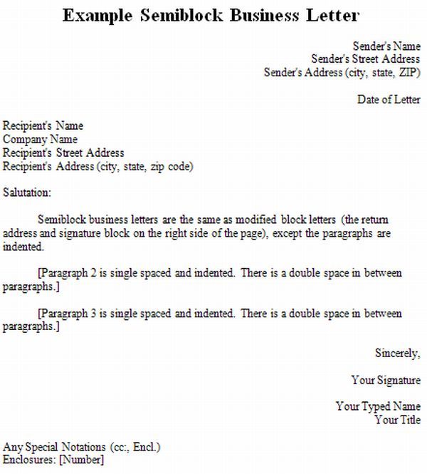 Figure 5. Example Semiblock Business Letter