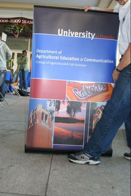 Figure 5. Retractable banners are light, convenient and easy to set up, but they can be expensive.