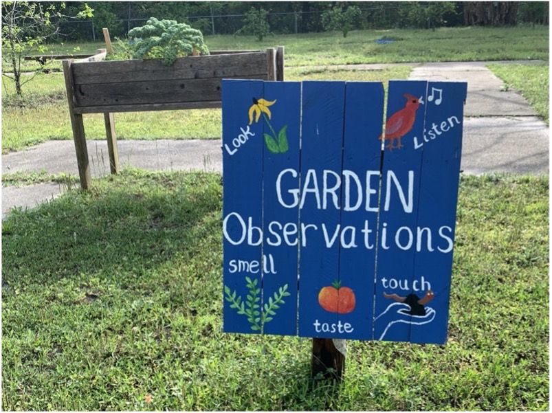 Sign in a sensory garden.